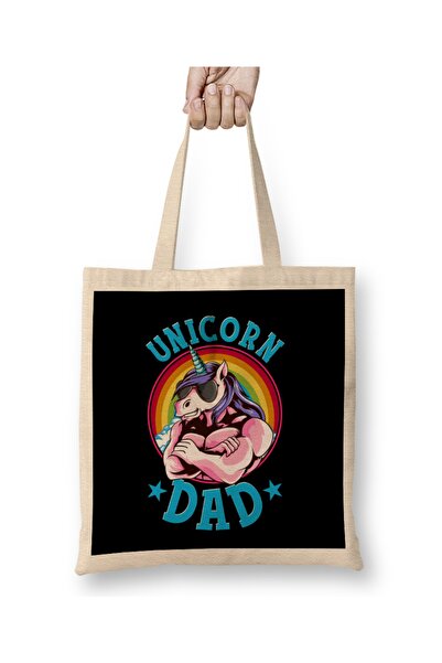 Baskı Dükkanı الأب الفخور بحقيبة يد الأميرة وحيد القرن ذات المقبض الطويل