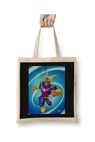Baskı Dükkanı My Hero Academia All Might is Here υφασμάτινη τσάντα με μακριά λαβή