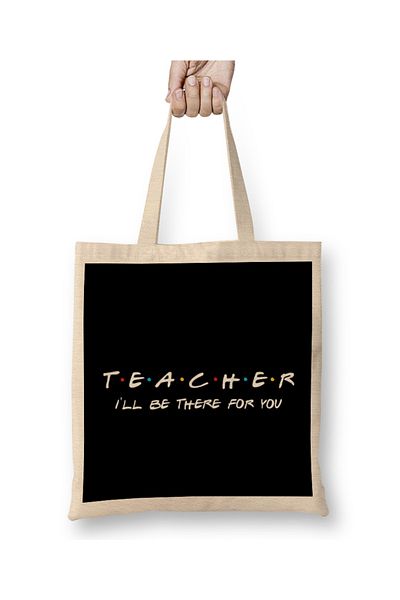 Baskı Dükkanı Geantă din pânză Teacher Heart Word Cloud cu mâner lung