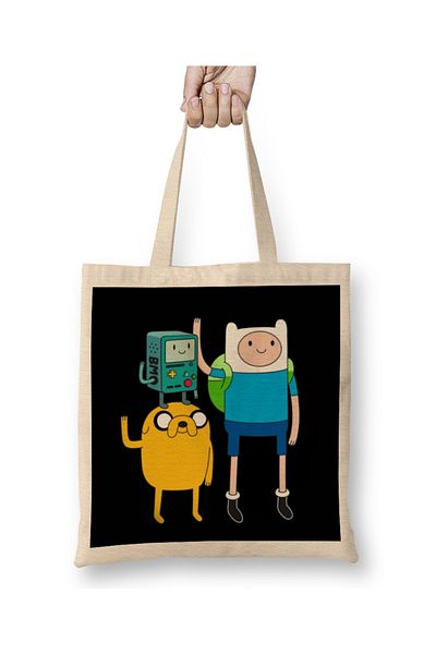 Baskı Dükkanı Geantă din pânză Finn Jake Bmo Adventure Time cu mâner lung