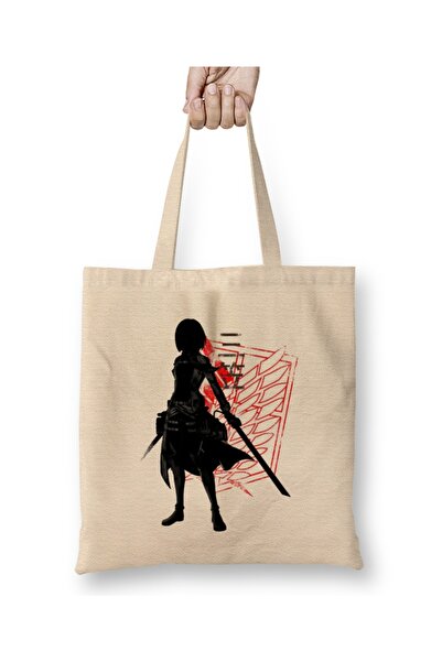 Baskı Dükkanı حقيبة قماش ميكاسا بيد طويلة