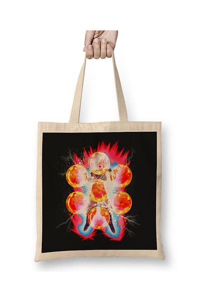 Baskı Dükkanı Goku Kaioken Times - Geantă din pânză cu mâner lung