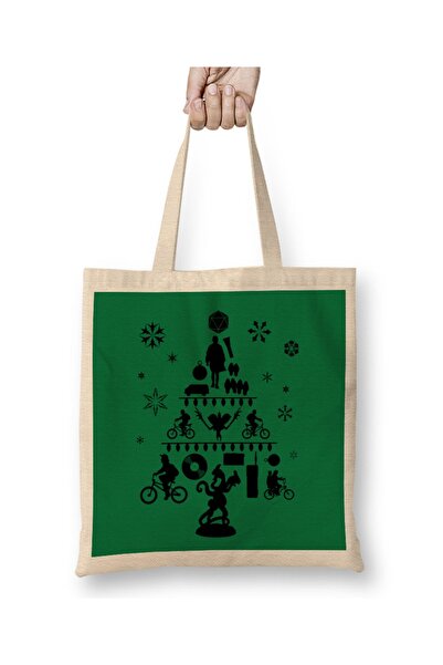 Baskı Dükkanı Stranger Things Silueta Božićnog Drvca Tkanina Torba Duga Sa ru...