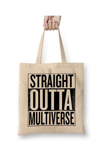 Baskı Dükkanı Straight Outta Multiverse υφασμάτινη τσάντα με μακριά λαβή