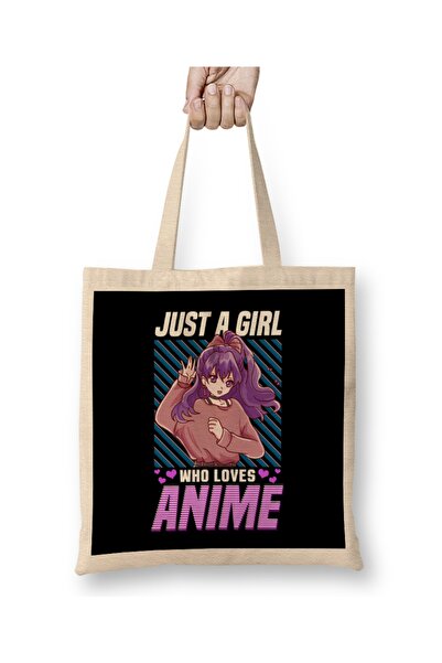 Baskı Dükkanı Slatka i smešna Samo devojka koja voli anime odeću Torba Duga S...