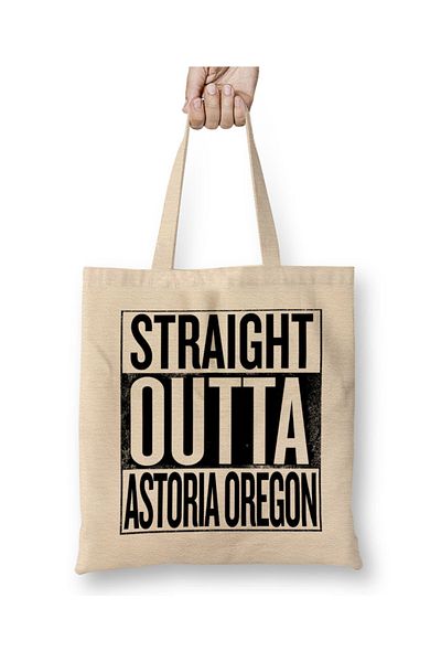 Baskı Dükkanı Straight Outta Asteria Oregon The Goonies Geantă din pânză cu mâner lung