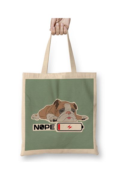 Baskı Dükkanı Snoozing Bulldog English Bulldog Lover Geantă din pânză cu mâner lung