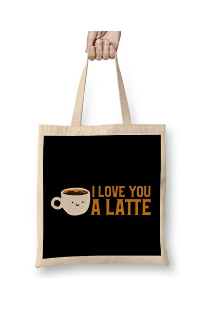 Baskı Dükkanı Slatka i smešna torba sa natpisom "Volim te" i "A Latte Coffee"...