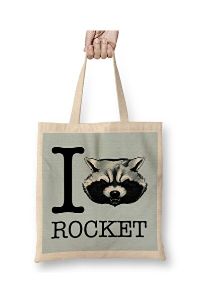 Baskı Dükkanı Čuvari galaksije I Heart Rocket Raccoon tkanina Torba duga Sa r...