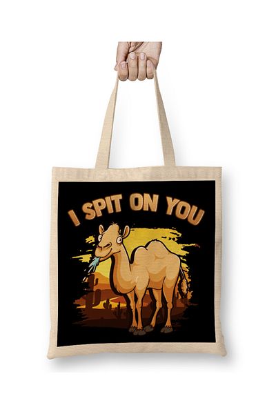 Baskı Dükkanı Χαριτωμένο και αστείο I Spit On You Llama Pun Llama Lovers υφασμάτινη τσάντα με μακριά λαβή