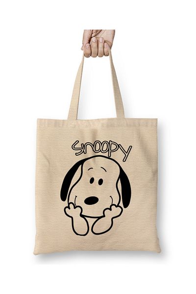 Baskı Dükkanı Snoopy Cute Smile Snoopy By Kuh υφασμάτινη τσάντα με μακριά λαβή