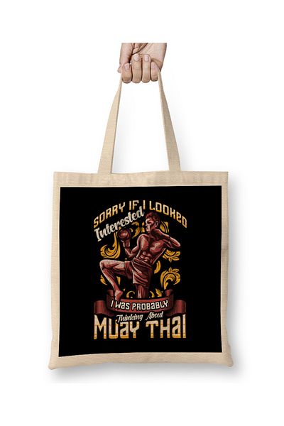 Baskı Dükkanı Αστεία Συγγνώμη που σκέφτηκα το Muay Thai Pun υφασμάτινη τσάντα με μακριά λαβή