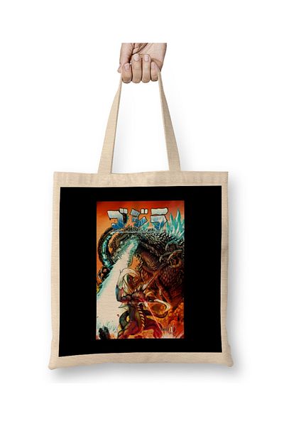 Baskı Dükkanı Godzilla Rulers of Earth 01 υφασμάτινη τσάντα με μακριά λαβή