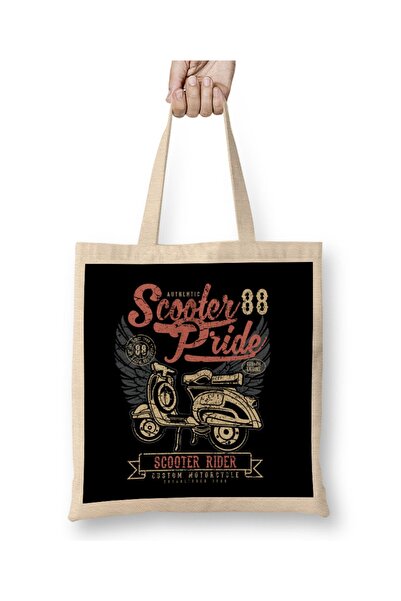 Baskı Dükkanı Retro Scooter Pride 1988 Tote Bag Long Handle