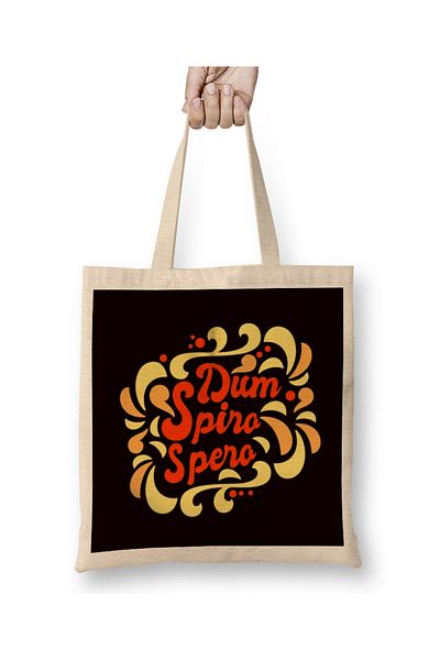 Baskı Dükkanı Latin Phrase Language Dum Spiro Spero Education Motivation Υφασμάτινη τσάντα μακριά λαβή