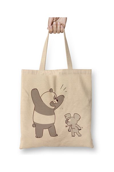 Baskı Dükkanı Nom Nom We Bare Bears 05 υφασμάτινη τσάντα μακριά λαβή