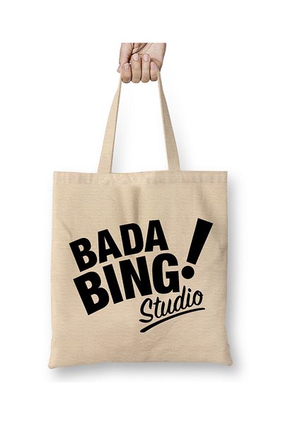 Baskı Dükkanı Geantă din pânză neagră Bada Bing cu mâner lung