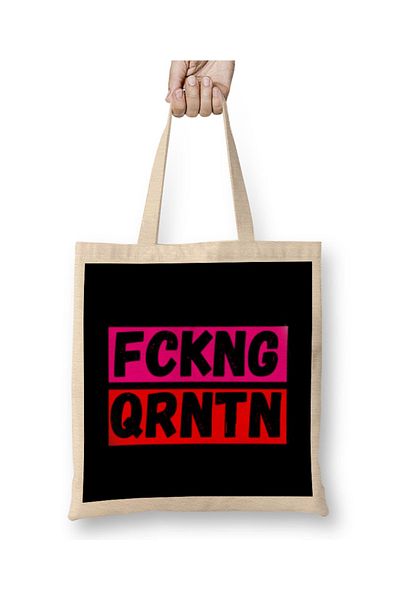 Baskı Dükkanı Fckng Qrntn Mask FCKNG QRNTN υφασμάτινη τσάντα με μακριά λαβή