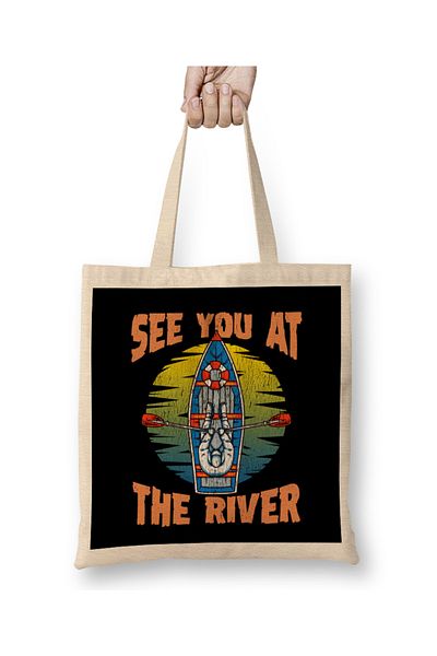 Baskı Dükkanı Χαριτωμένο και αστείο See You At The River Rafting υφασμάτινη τσάντα με μακριά λαβή