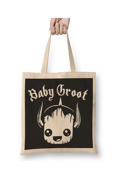 Baskı Dükkanı Guardians Of The Galaxy Baby Groot Motorhead Geantă cu mâner lung