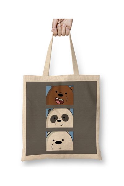 Baskı Dükkanı We Bare Bears 03 υφασμάτινη τσάντα με μακριά λαβή