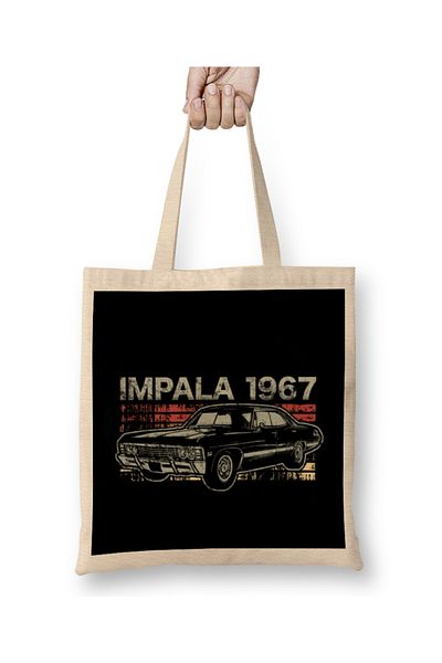Baskı Dükkanı Geantă din pânză Impala retro Supernatural cu mâner lung