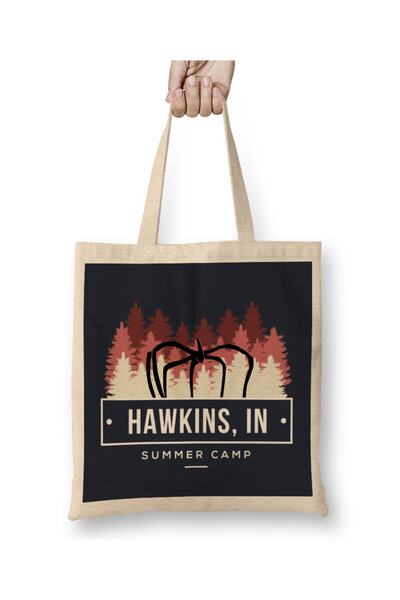 Baskı Dükkanı Stranger Things Hawkins letnji kamp tkanina Torba duga Sa ručkom