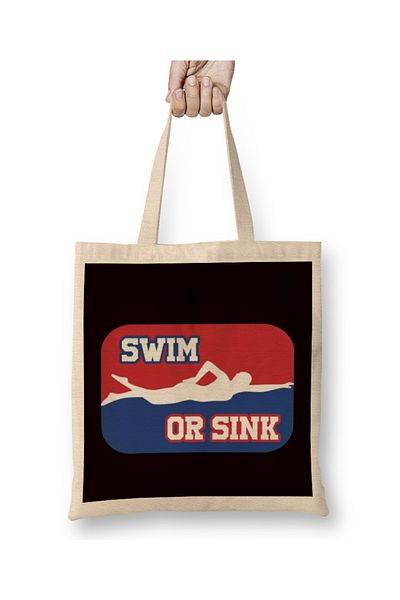 Baskı Dükkanı Swim Or Sink Swimmer Swimming Εσωτερική Πισίνα Water Sports Coach υφασμάτινη τσάντα με μακριά λαβή