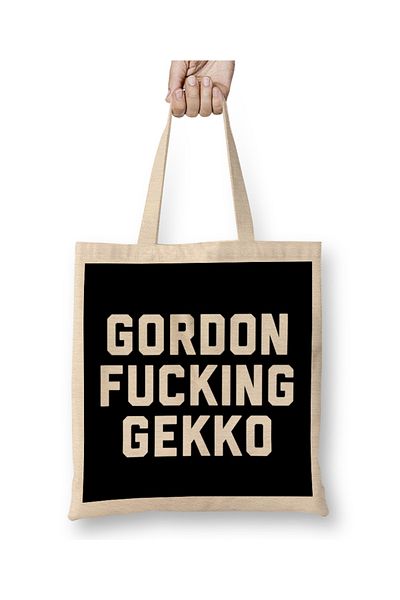 Baskı Dükkanı Υφασμάτινη τσάντα Gordon Fucking Gekko με μακριά λαβή