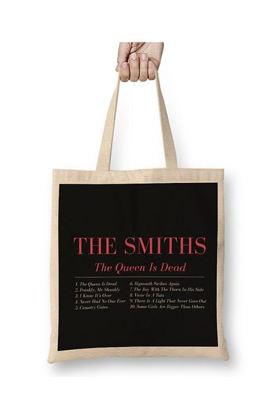 Baskı Dükkanı The Smiths The Queen is Dead Tracklist Υφασμάτινη τσάντα με μακριά λαβή