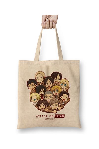 Baskı Dükkanı Geantă din pânză Attack On Titan Full Team cu mâner lung