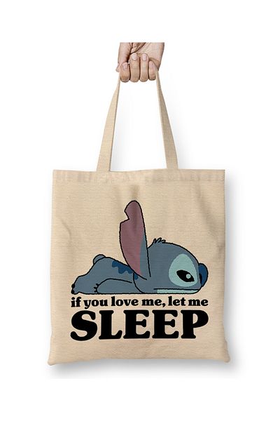 Baskı Dükkanı Stitch Sleepy υφασμάτινη τσάντα μακριά λαβή