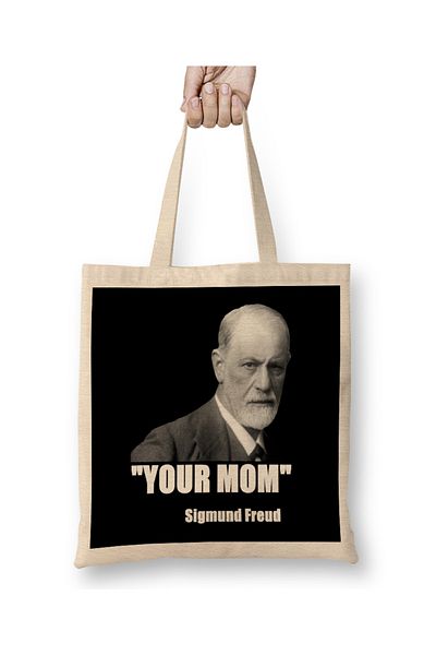 Baskı Dükkanı Geantă din pânză Your Mom Freud cu mâner lung
