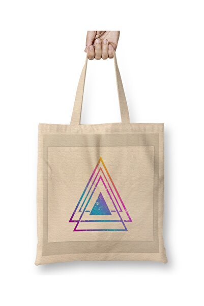 Baskı Dükkanı Šareni apstraktni trokutasti ilustracijski platno Torba dugo Sa...