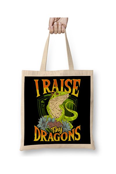 Baskı Dükkanı Χαριτωμένο και αστείο I Raise Tiny Dinosaurs Reptile Pun υφασμάτινη τσάντα με μακριά λαβή