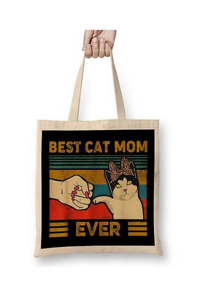 Baskı Dükkanı Vintage Best Cat Dad Ever Funny Smudge Cat Daddy Father Day υφασμάτινη τσάντα με μακριά λαβή