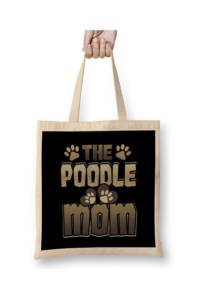 Baskı Dükkanı Poodle Mom Dog Lover Poodle Lover Geantă din pânză cu mâner lung
