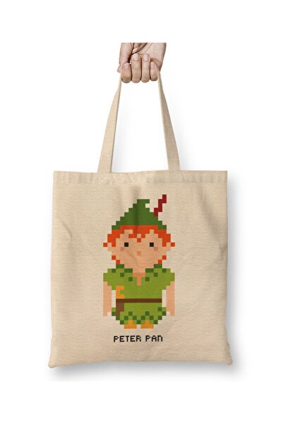 Baskı Dükkanı Petro Pan piksel karakter platno Torba dugo Sa ručkom