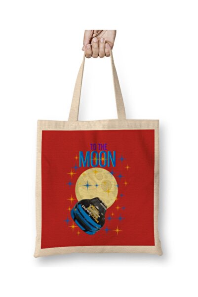 Baskı Dükkanı TO THE MOON DOGECAR Dogecoin Kripto Logo Merch Majica Torba Dug...