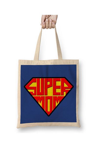 Baskı Dükkanı Υφασμάτινη τσάντα Supermom Superanne 08 με μακριά λαβή