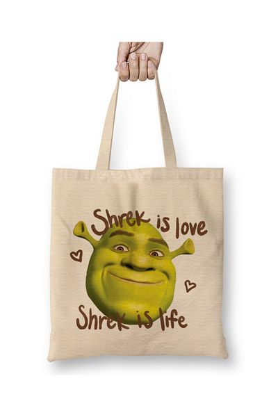 Baskı Dükkanı Geantă din pânză Shrek și Gingi cu mâner lung