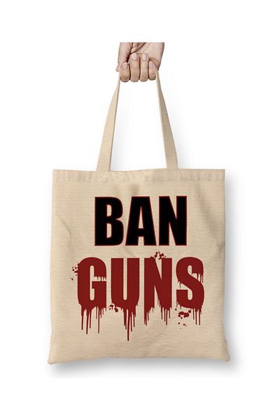 Baskı Dükkanı Ban Guns Stop Guns Violence υφασμάτινη τσάντα με μακριά λαβή