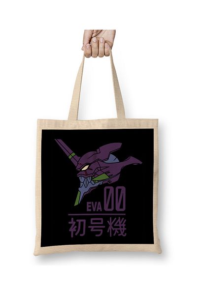 Baskı Dükkanı Anime Evangelion Unit 01 Berserker Diety υφασμάτινη τσάντα με μακριά λαβή