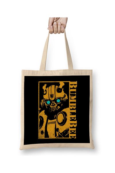 Baskı Dükkanı Bumblebee Transformes 02 υφασμάτινη τσάντα με μακριά λαβή