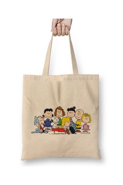 Baskı Dükkanı Snoopy And Friend υφασμάτινη τσάντα με μακριά λαβή