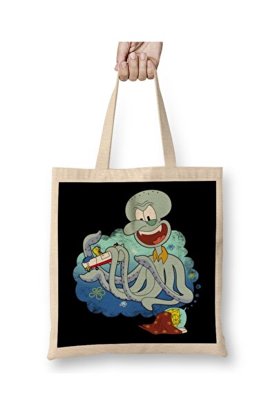 Baskı Dükkanı Užasna noćna mora SpongeBob tkanina Torba duga Sa ručkom