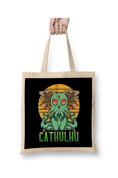 Baskı Dükkanı Kawaii Katulhu Slatka Mačka Katulhu Igra Reči Kitty Kraken Tkan...