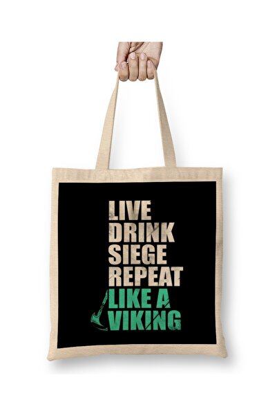 Baskı Dükkanı Assassins Creed Valhalla Viking Life Motto Tkanina Torba Duga S...