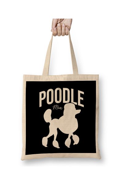Baskı Dükkanı Υφασμάτινη τσάντα Poodle Mom 016 με μακριά λαβή