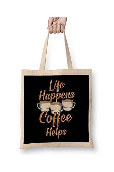 Baskı Dükkanı Život se dešava, kafa pomaže, smešna majica za ljubitelje kofei...